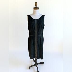 GEORGES RECH BLACK WOOL LEATHER TRIM SLEEVELESS DRESS SIZE SMALL/MEDIUM